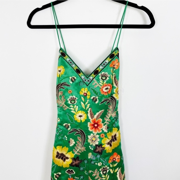 Alice and Olivia Tayla Lantern Floral Green Dress - Picture 4 of 6